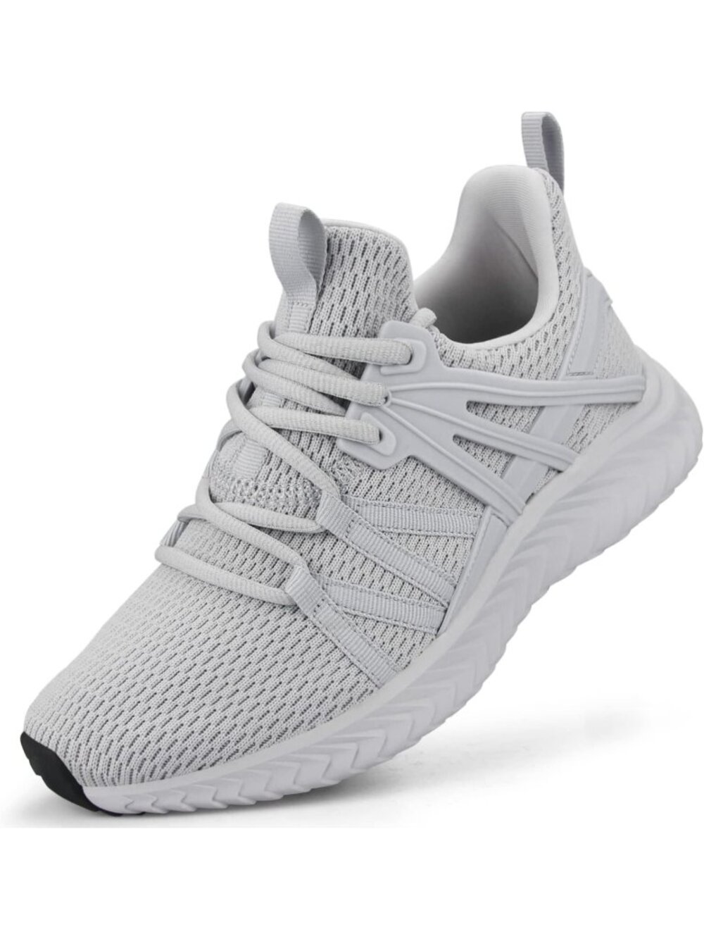 Women's Grey Lightweight Mesh Slip On Walking Running Athletic Fashion Sneakers